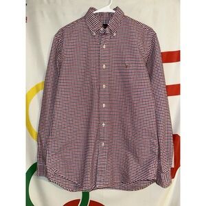 Polo Ralph Lauren Button Up Shirt Medium Red Blue Plaid Long Sleeve Cotton